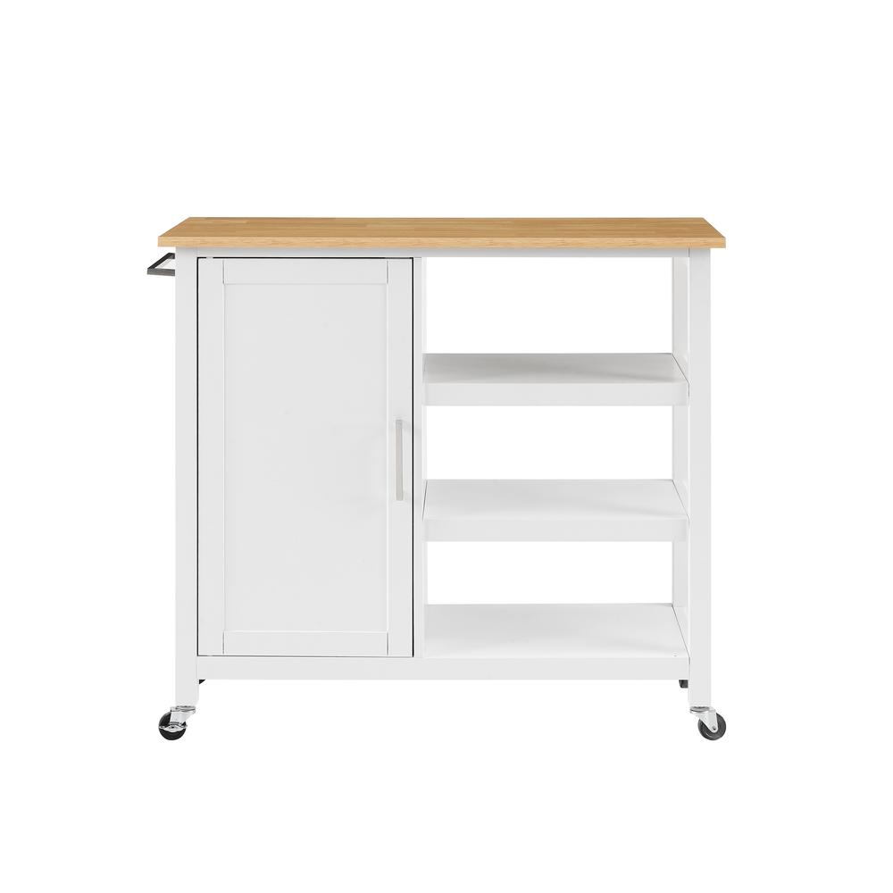 Tristan Open Kitchen Island/Cart White/Natural