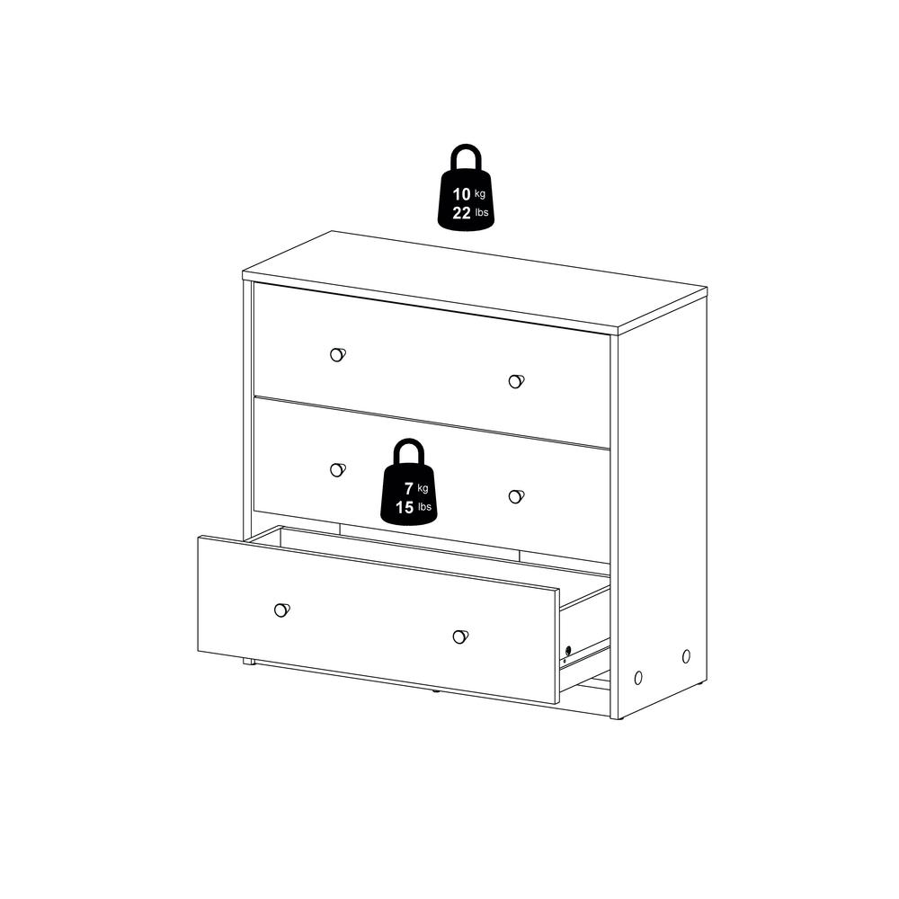 Portland 3 Drawer Chest - White