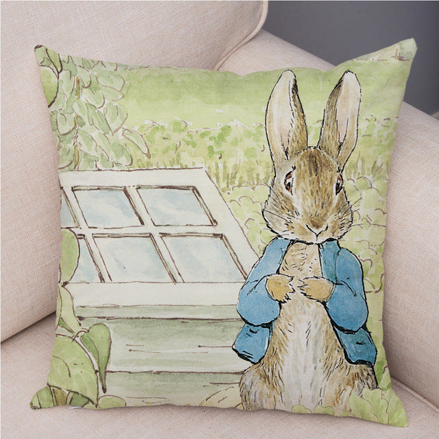 Cartoon Rabbit Peach Skin Fabric Pillow Cover