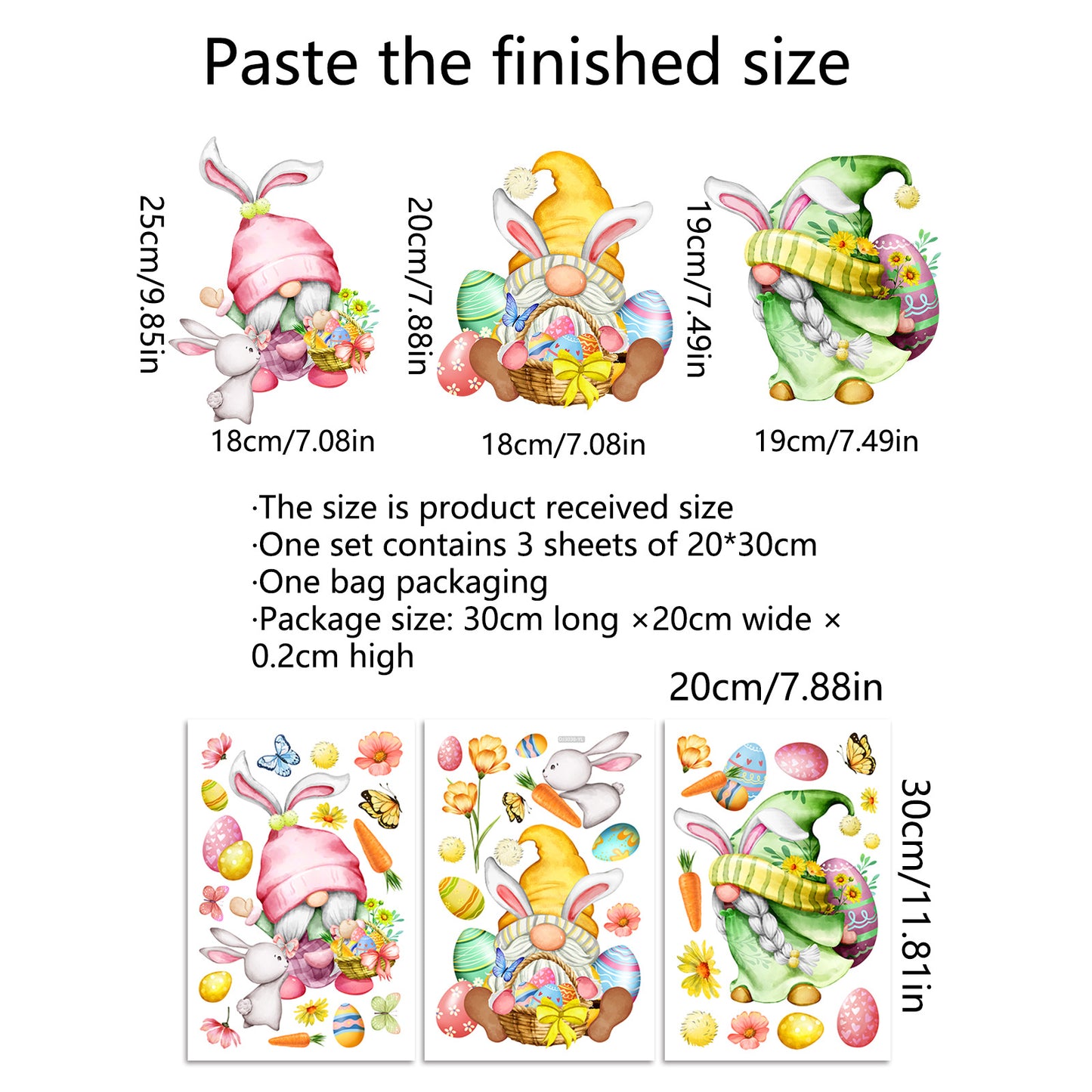 Easter Cartoon Double-sided Visual Static Sticker Glazing Plate Glass