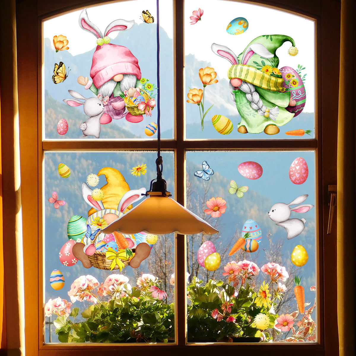 Easter Cartoon Double-sided Visual Static Sticker Glazing Plate Glass