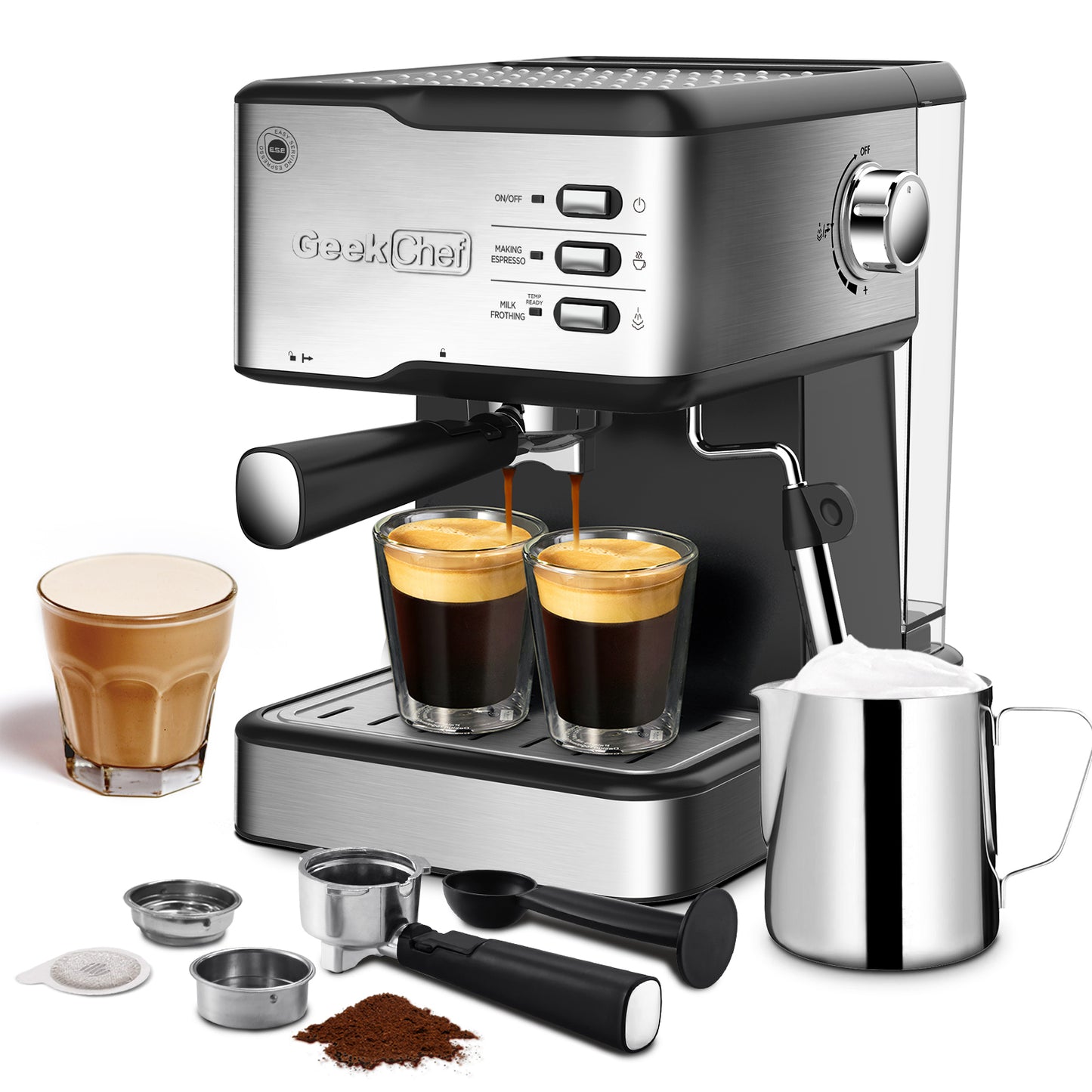 Geek Chef Espresso & Cappuccino Latte Maker 20 Bar Coffee Machine