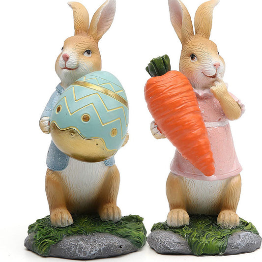 Easter Bunny Ornament Egg Craft Statue