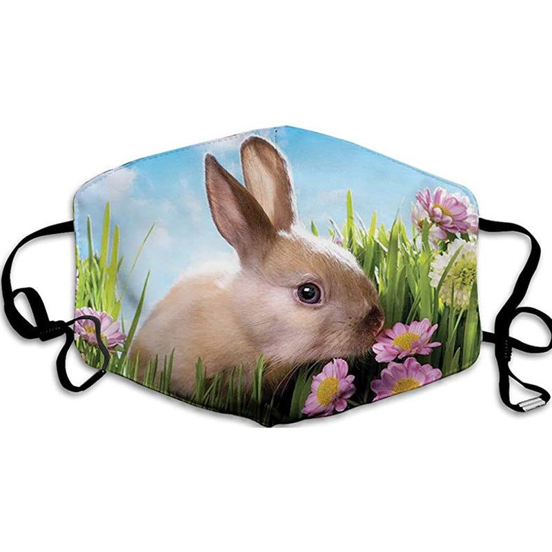 Easter Bunny Egg Print Mask Cotton Cloth