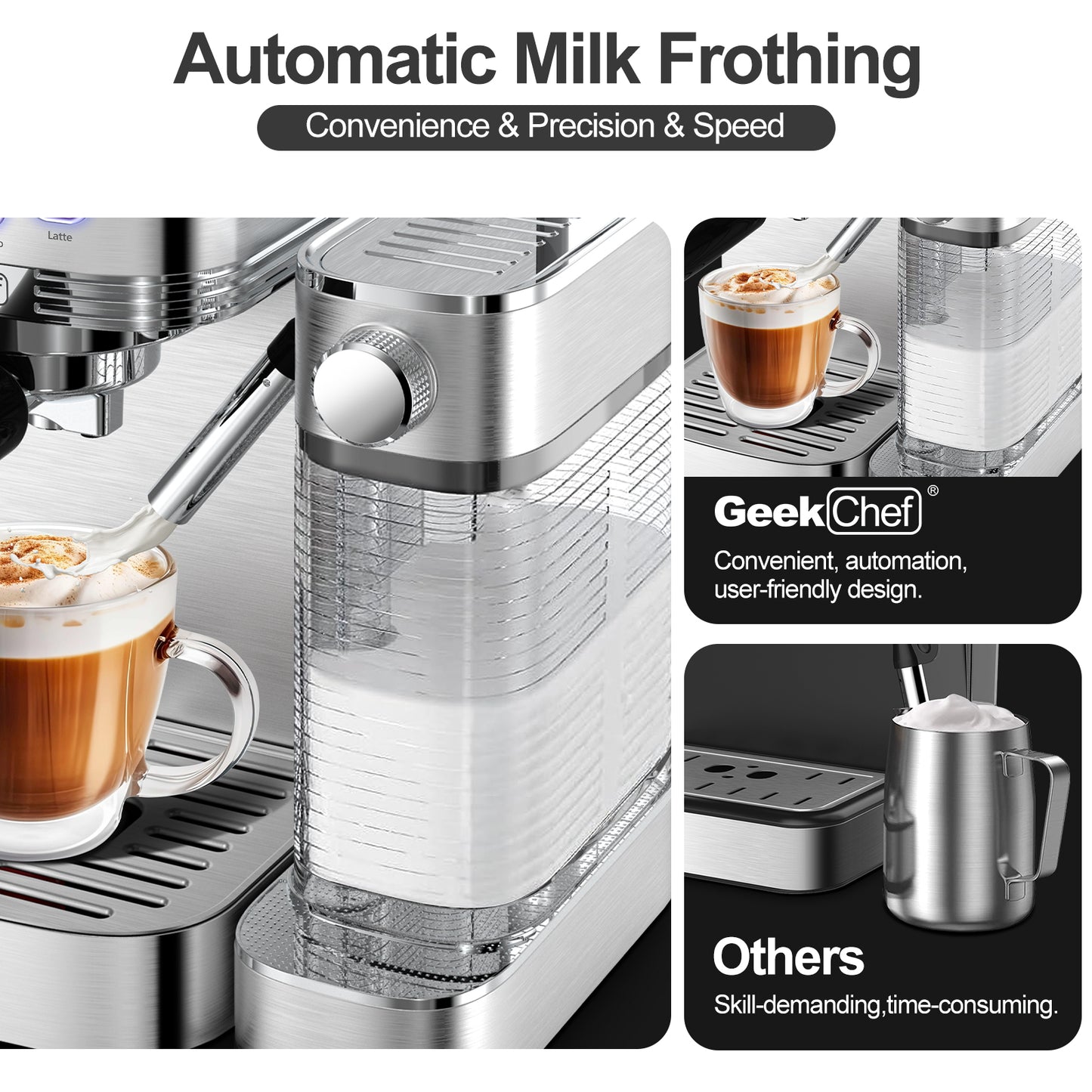 Geek Chef Espresso And Cappuccino Machine With Automatic Milk Frother