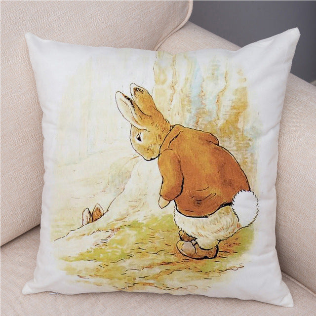 Cartoon Rabbit Peach Skin Fabric Pillow Cover