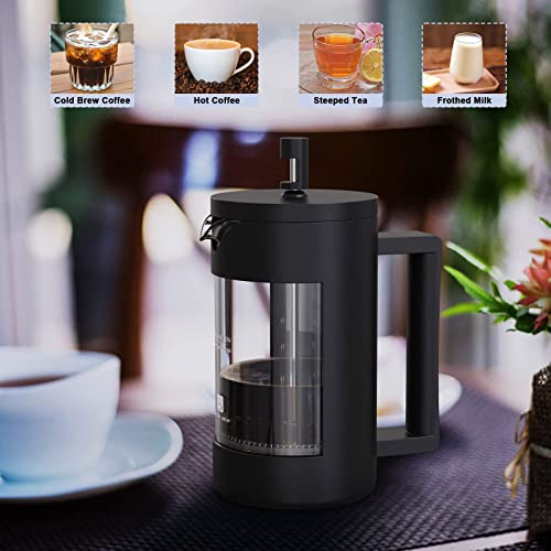 French Press Coffee Maker, Camping Plastic Glass French Coffee Press, Medium Size